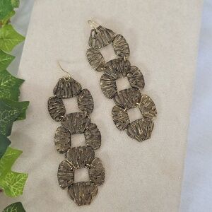 Long Statement Antique Gold Tone Earrings